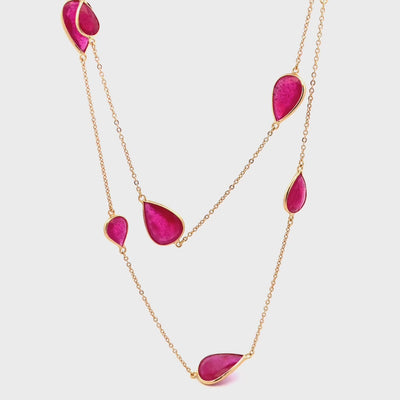 Pear Cut Ruby Necklace in Yellow Gold | 29.00ctw