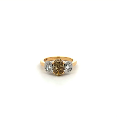 Cognac Diamond Three Stone Ring