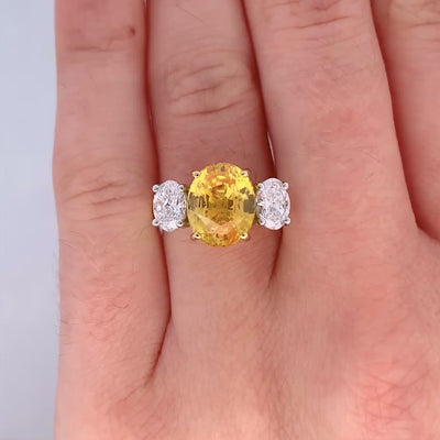 Sapphire and Diamond Three Stone Ring in Yellow Gold | 5.34ct