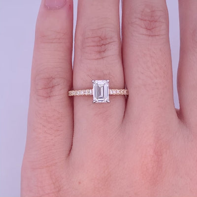 Belle: Emerald Cut Diamond Solitaire Ring in Yellow Gold