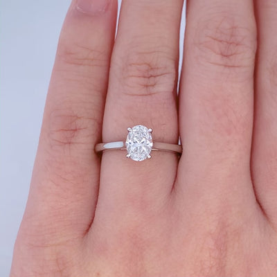 Alice: Oval Cut Diamond Solitaire Ring in Platinum | 0.87ct F SI1 clarity