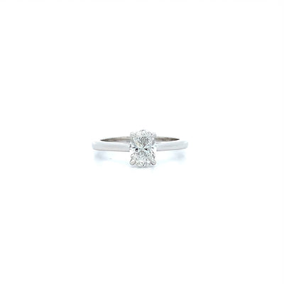 Alice: Oval Cut Diamond Solitaire Ring in Platinum | 0.87ct F SI1 clarity