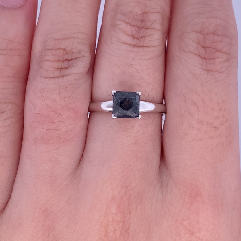 Black Spinel Solitaire Ring in Platinum | 1.33ct