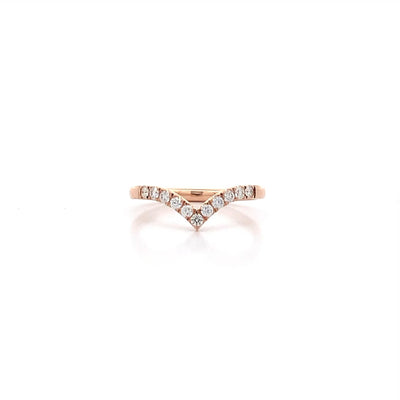 Brilliant Cut Diamond Claw Set V-shaped Ring in Rose Gold