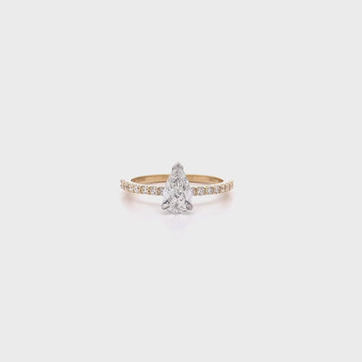 Honour: Pear Cut Diamond Solitaire Ring in Yellow Gold 