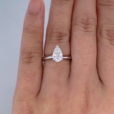 Silhouette: Pear Cut Diamond Solitaire Ring in Platinum | 1.07ct E SI1