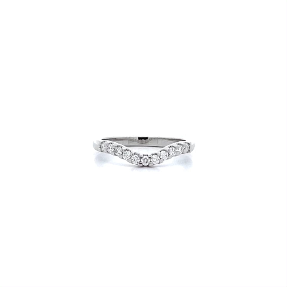 Brilliant Diamond Set Curve Shape Ring in Platinum | 0.22ctw