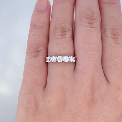 Furl: Diamond Set Five Stone Eternity Ring in Rose Gold | 0.80ctw