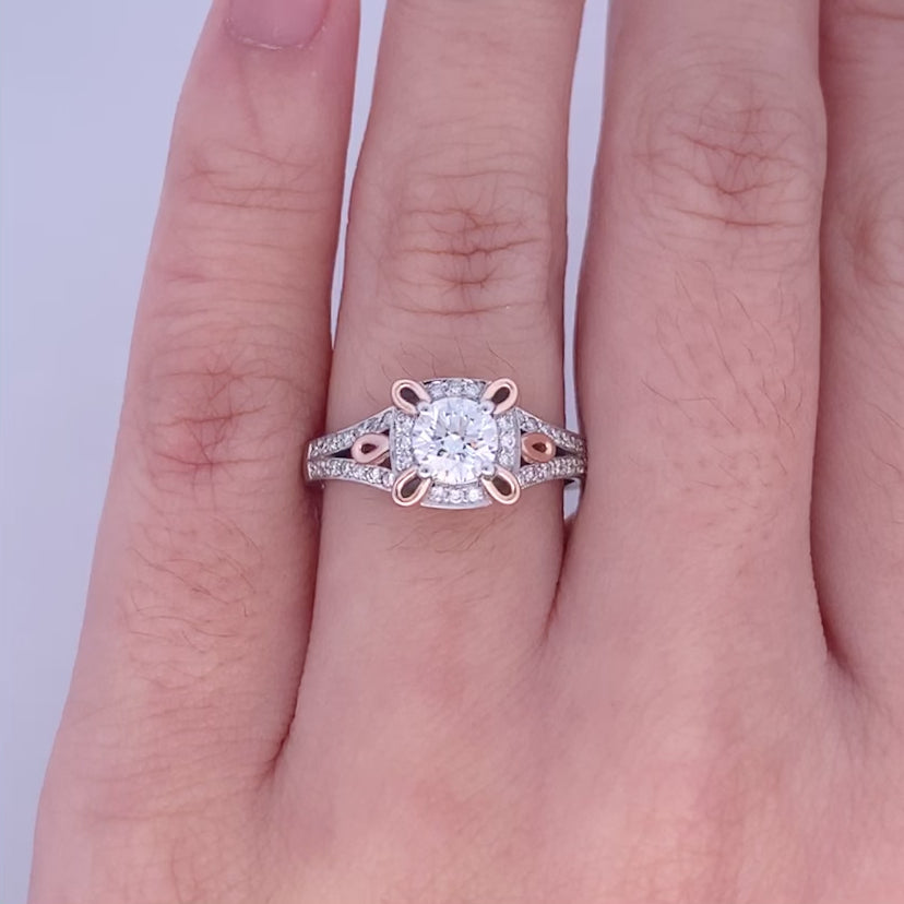 Loupe: Brilliant Cut Diamond Halo Ring in White Gold | 0.80ctw