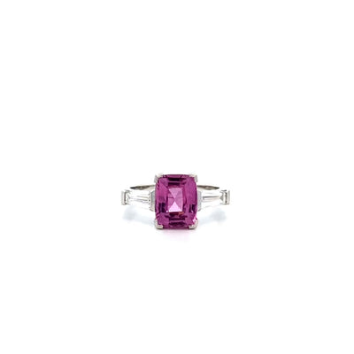 Nouveau: Sapphire and Diamond Three Stone Ring in Platinum | 3.77ct