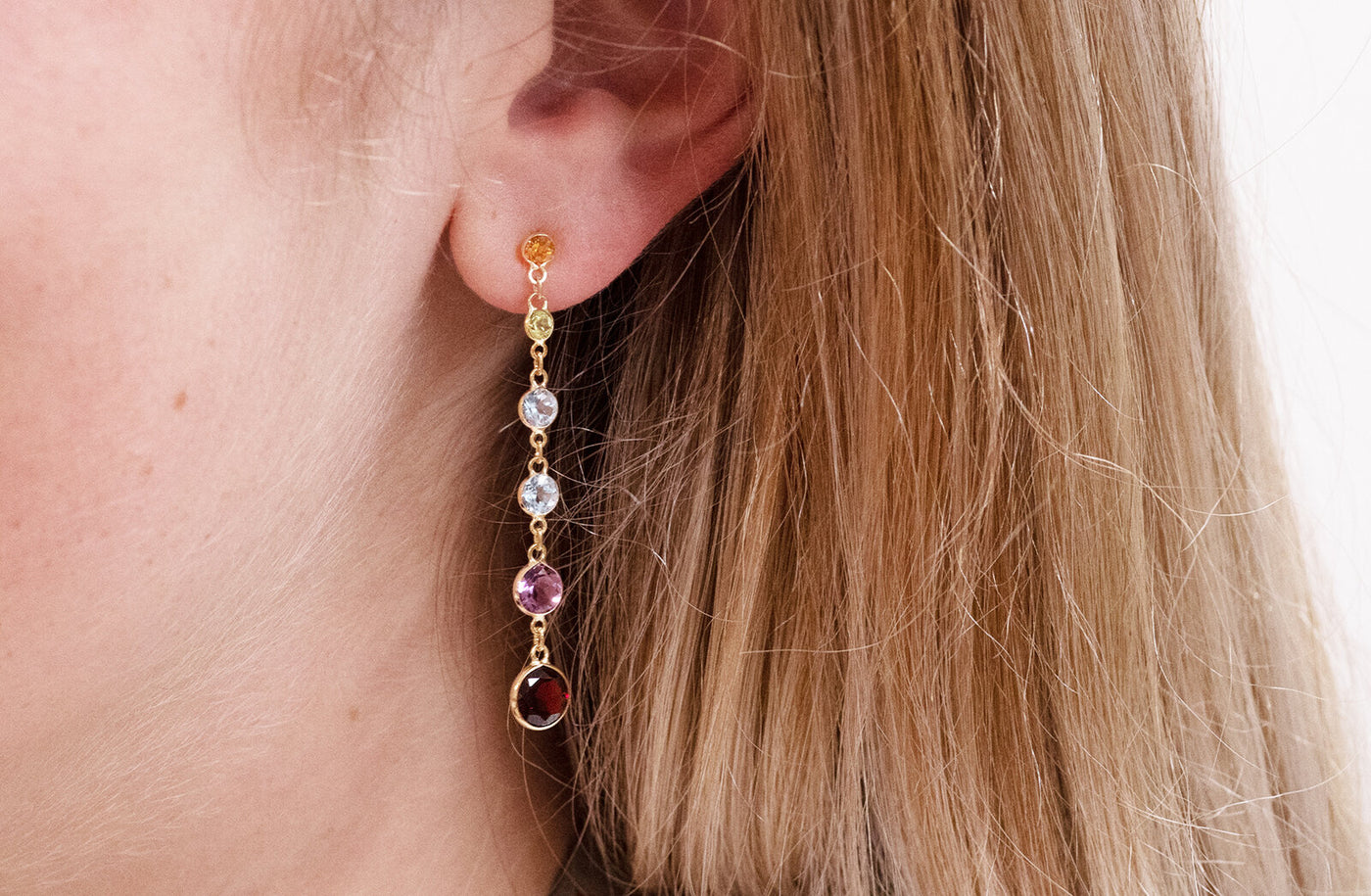 Rainbow: Gemstone Drop Earrings in Gold | 4.60ctw