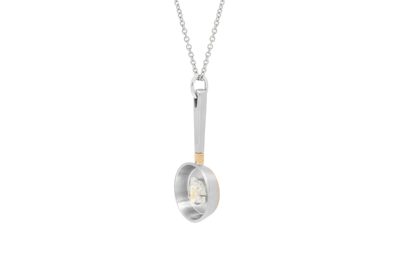 Sunny Side Up: Natural Diamond Crystal Frying Pan Pendant in Gold | 1.84ct