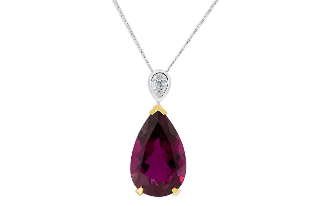 Rubellite and Diamond Pendant