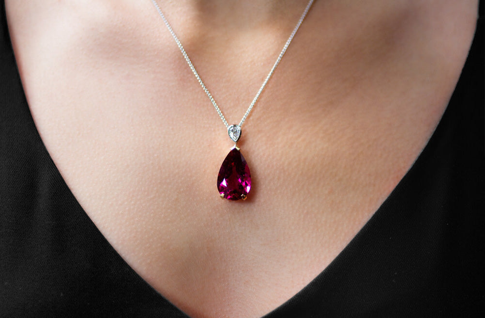 Rubellite and Diamond Pendant