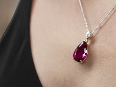 Rubellite and Diamond Pendant