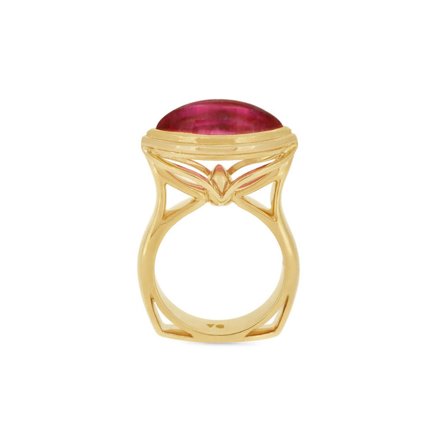  Rubellite Tourmaline Ring detailing under the rubellite