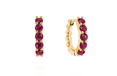 Ruby Claw Set Huggie Earrings in Gold | 0.55ctw