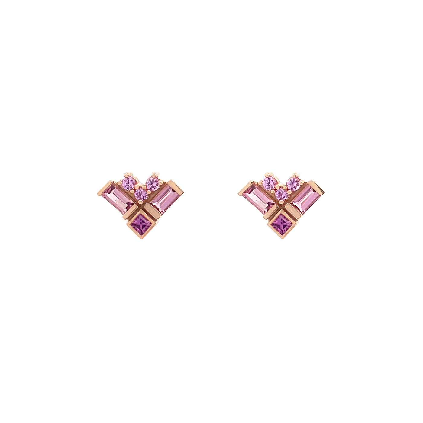 Sapphire, Garnet & Tourmaline Cluster Earrings in Rose Gold