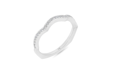 Scalloped Shaped Brilliant Cut Diamond Set Ring in White Gold | 0.13ctw