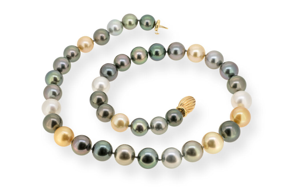 Black, Golden and White South Sea Pearl Strand Necklace