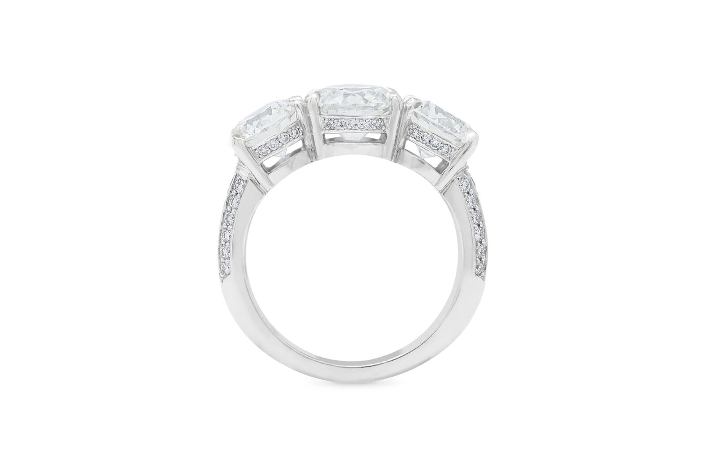 Detailed Brilliant Cut Diamond Three Stone Ring
