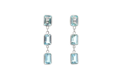 Triple Drop Topaz Earrings in Gold | 7.30ctw