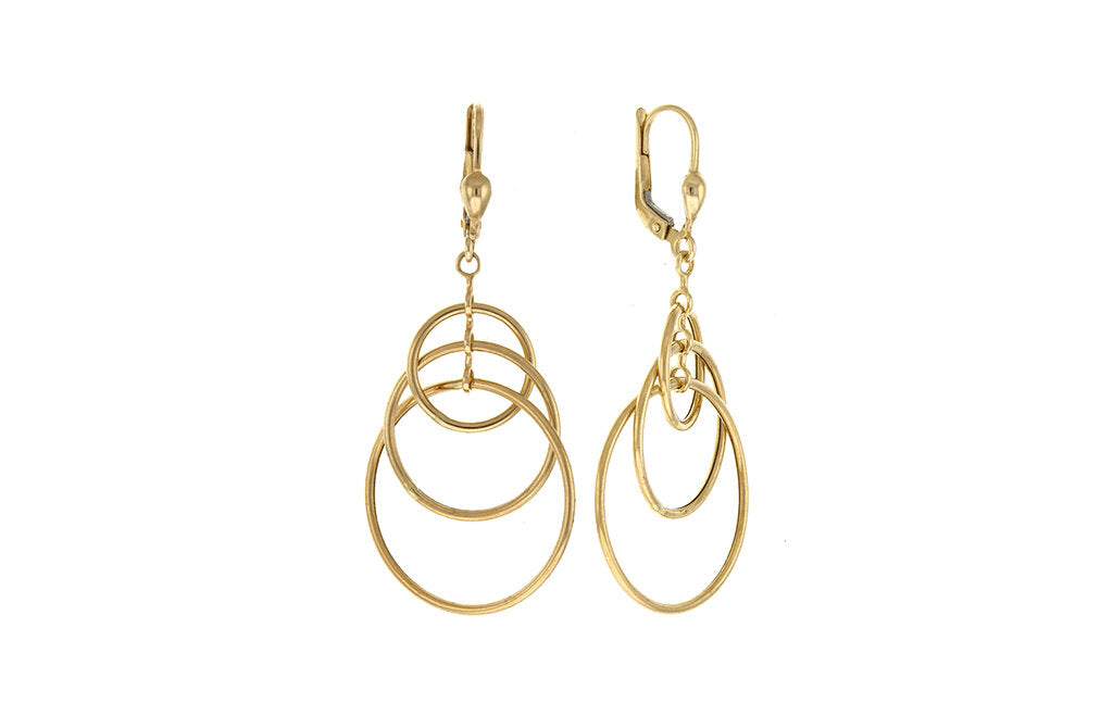 Triple Hoop Dangle Earrings in Yellow Gold