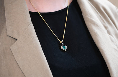 Two Tone Emerald and Diamond Pendant