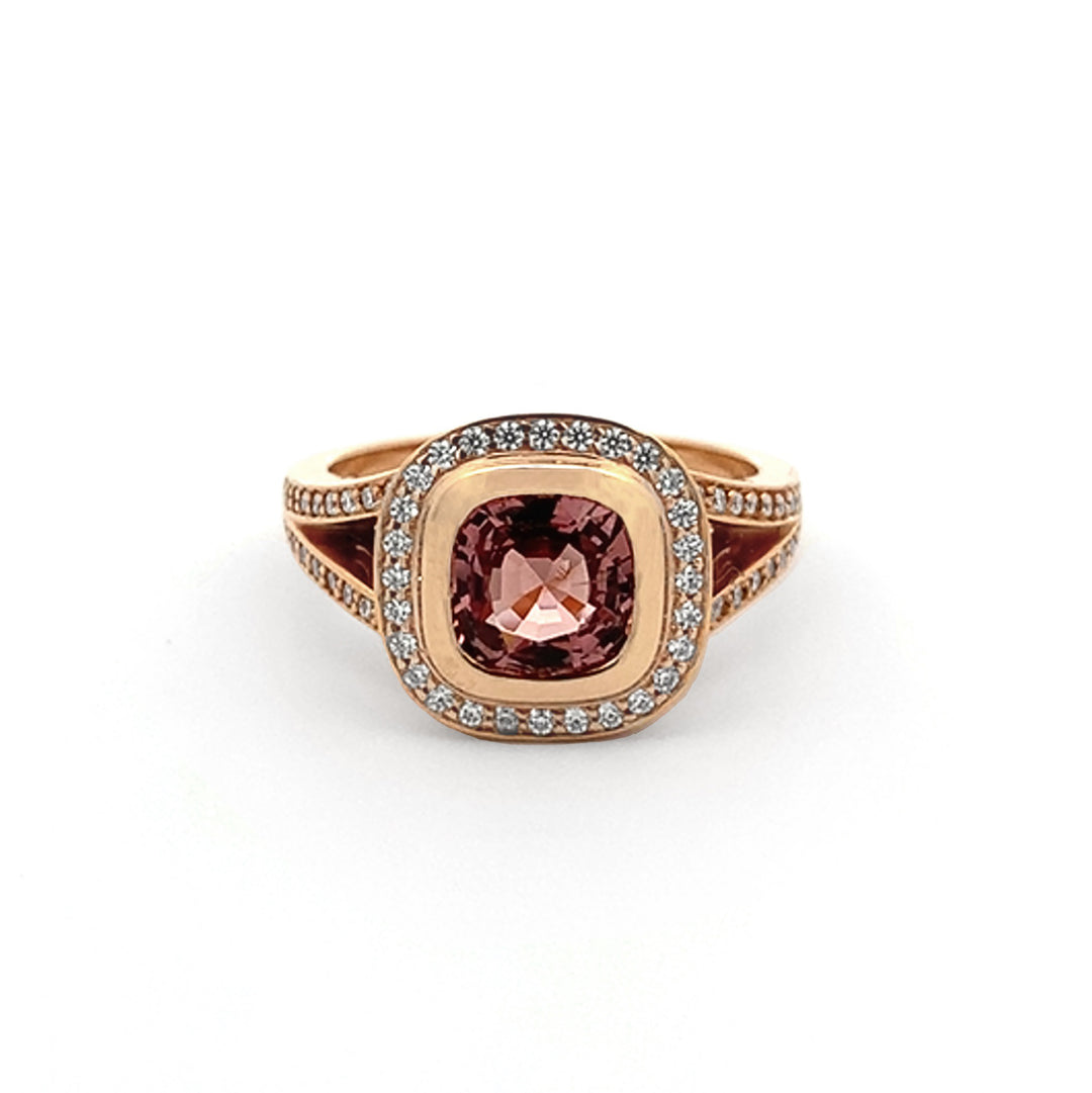 Allure: Spinel and Diamond Halo Ring in Rose Gold – The