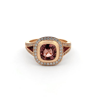 Allure: Spinel & Diamond Halo Ring in Rose Gold | 1.76ct