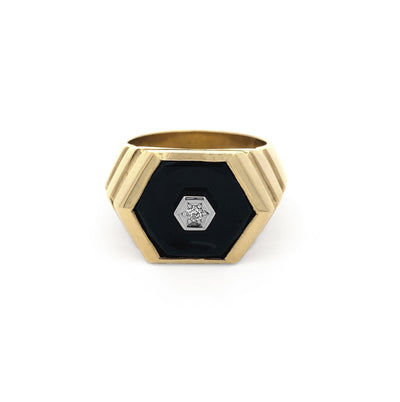 Nebula: Onyx and Diamond Ring in Yellow Gold