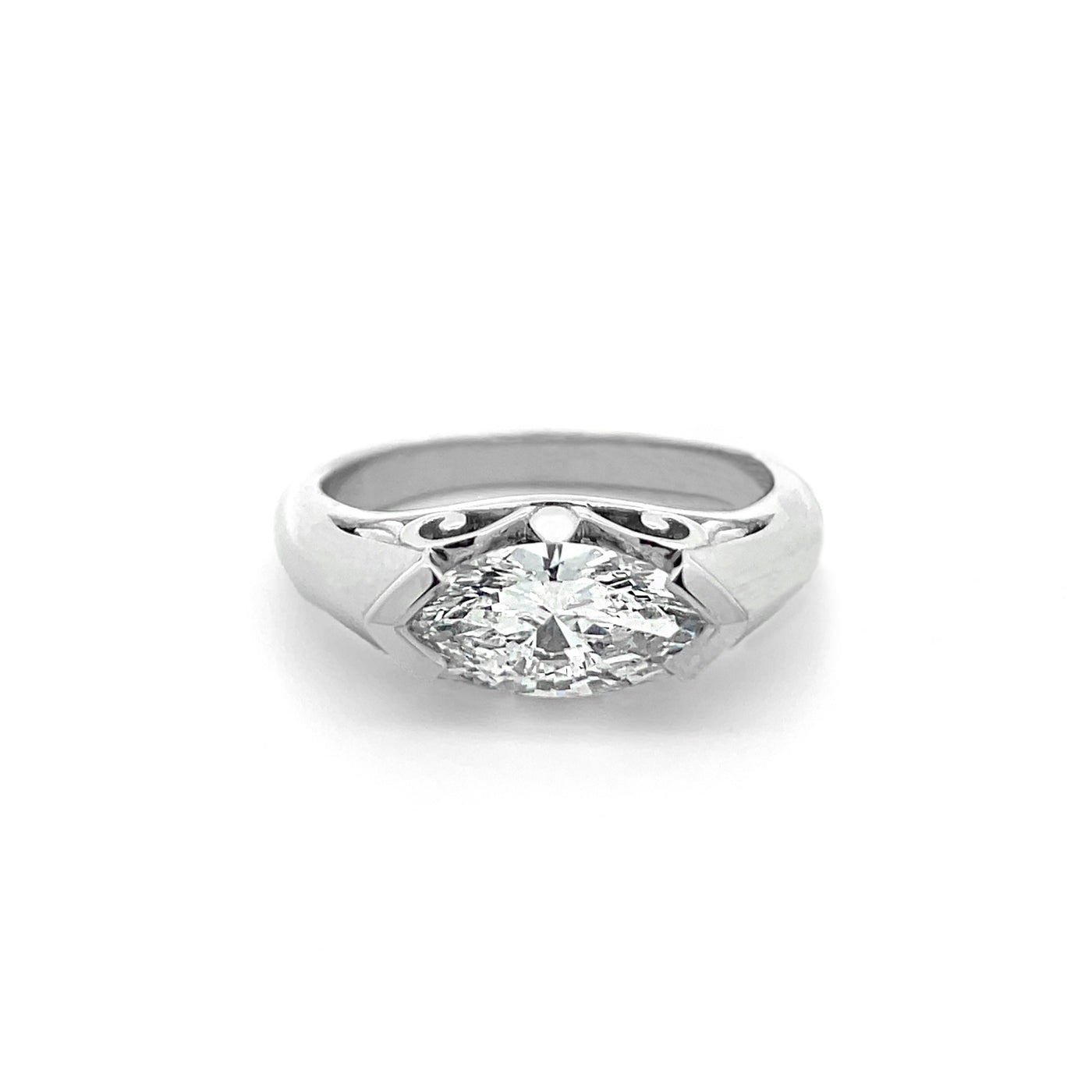 Lyrical: Marquise Cut Diamond Ring in Platinum | 1.00ct F VS2