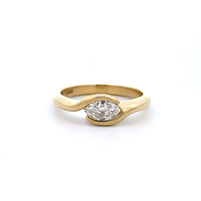 Wander: Marquise Cut Diamond Solitaire Ring in Yellow Gold | 0.36ct H VS2