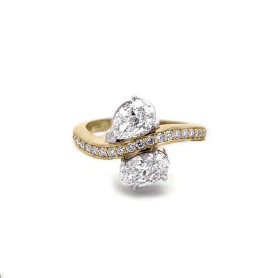Dancers: Pear & Oval Cut Diamond Ring in Yellow Gold | 1.72ctw