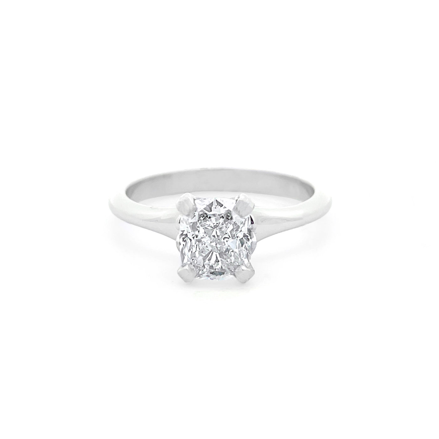 Arabesque: Cushion Cut Diamond Solitaire Ring in Platinum | 1.52ct D SI1