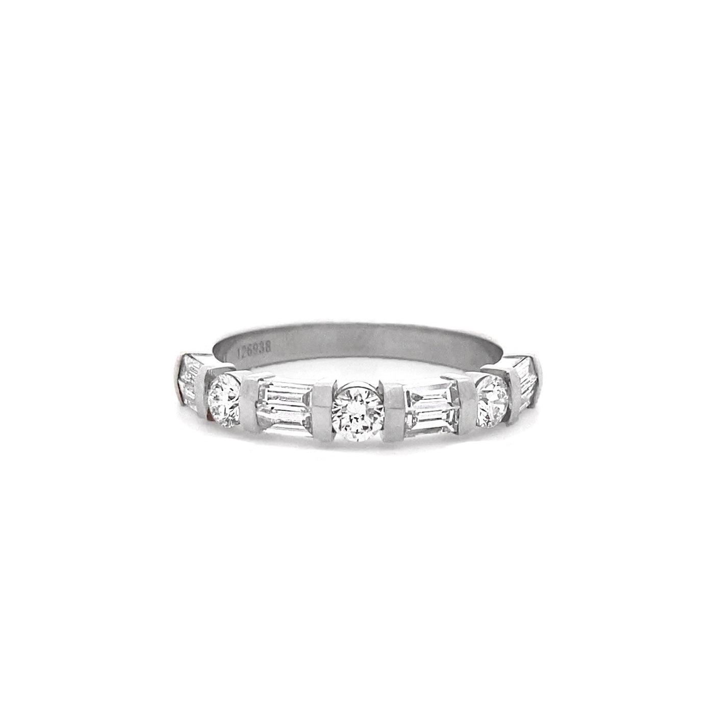 Brilliant & Baguette Cut Diamond Ring in Platinum | 0.68ctw