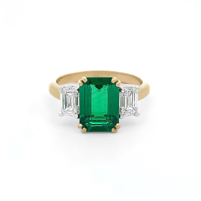 Eden: Emerald and Diamond Three Stone Ring