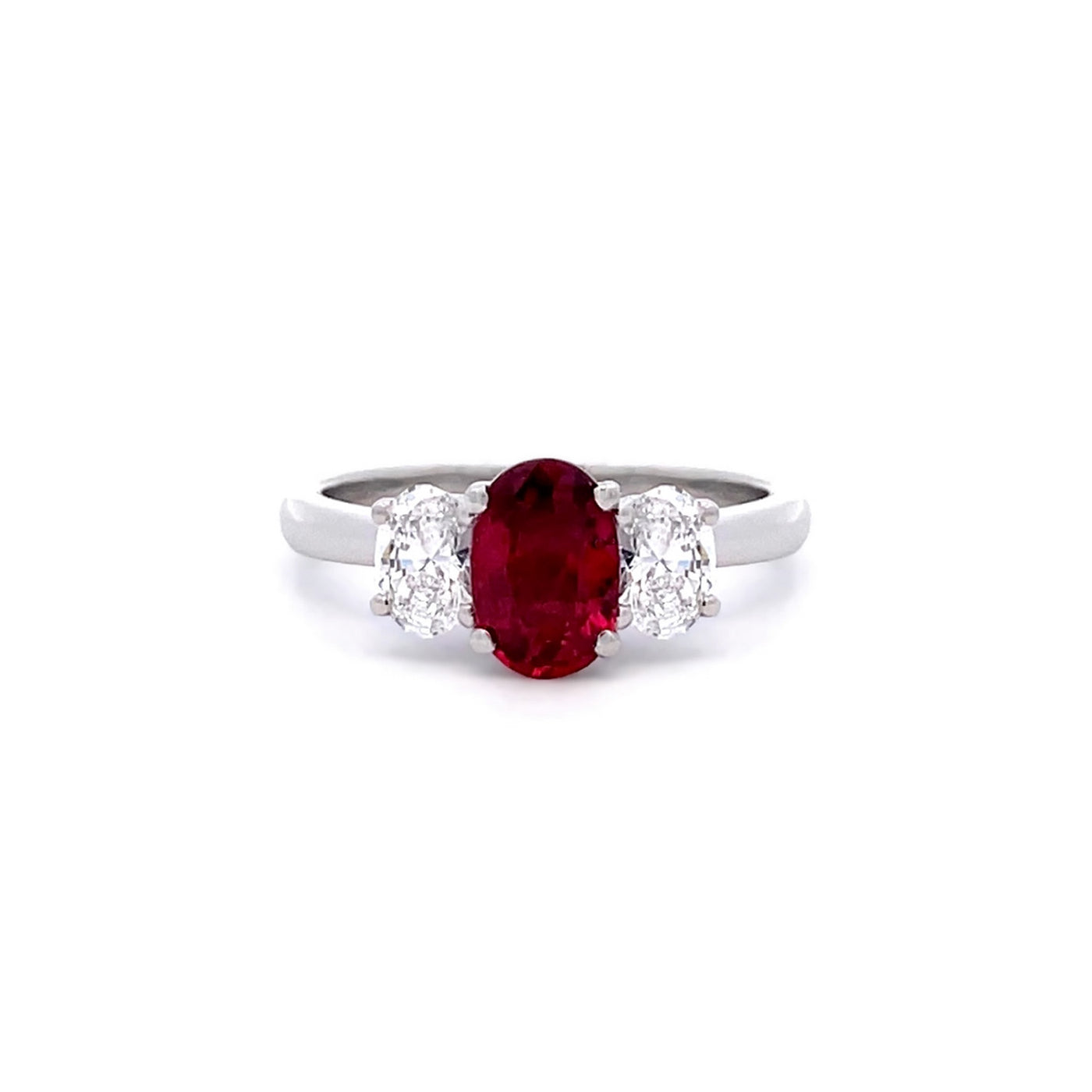 Ruby & Diamond Three Stone Ring in Platinum | 1.54ct