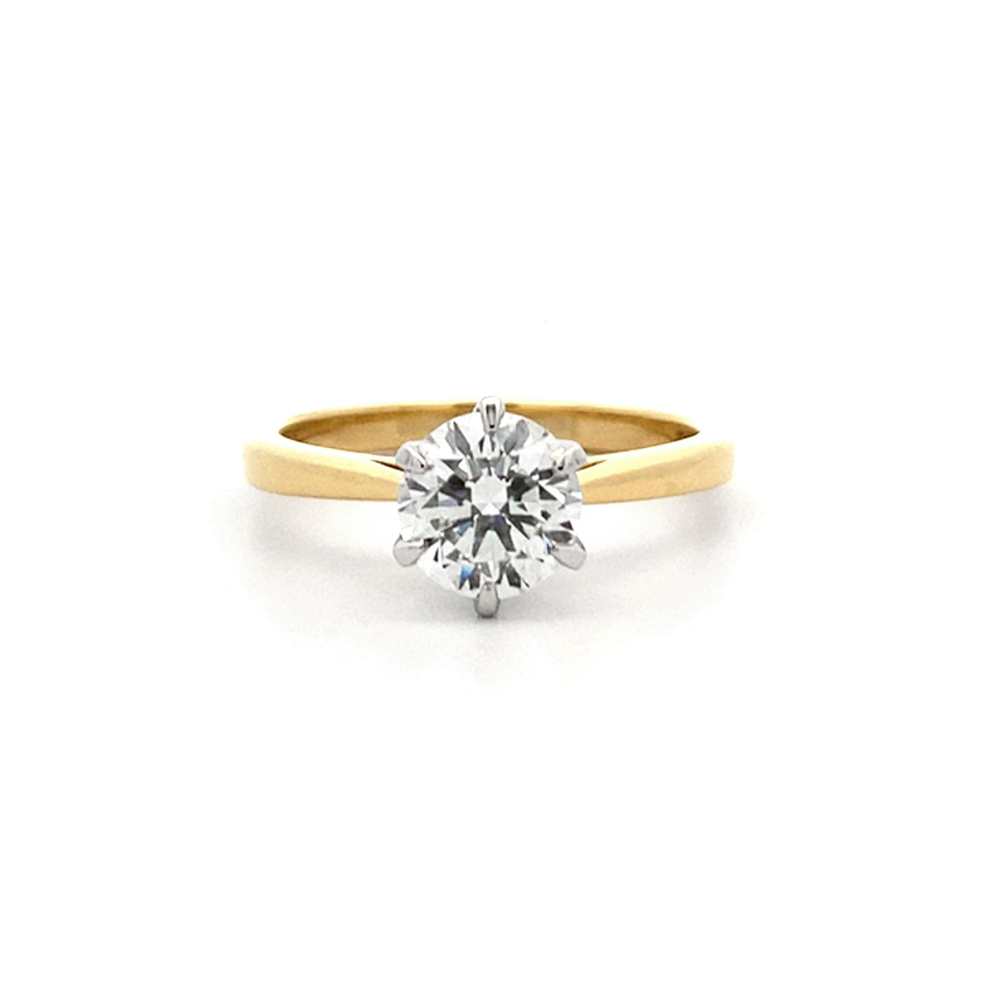 Jolie: Brilliant Cut Diamond Solitaire Ring in Yellow Gold | 1.04ct F SI2
