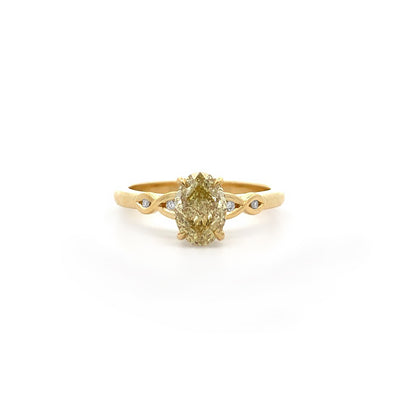 Pikorua: Oval Cut Yellow Diamond Solitaire Ring in Yellow Gold | 1.23ctw