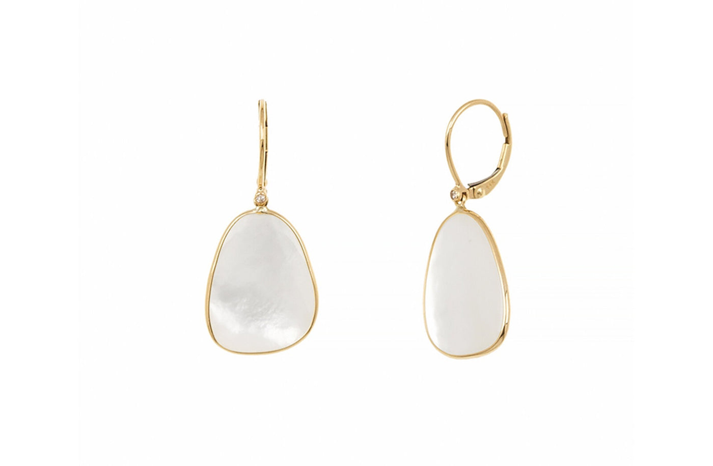 Mother of Pearl Drop Earrings in Yellow Gold