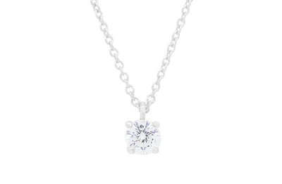 Brilliant Cut Diamond Solitaire Pendant in White Gold