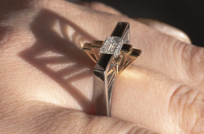 Tribeca: Modern Art Deco Two-Tone Diamond Ring