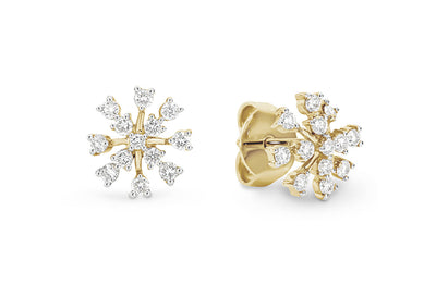 Snowflake Diamond Stud Earrings in Gold