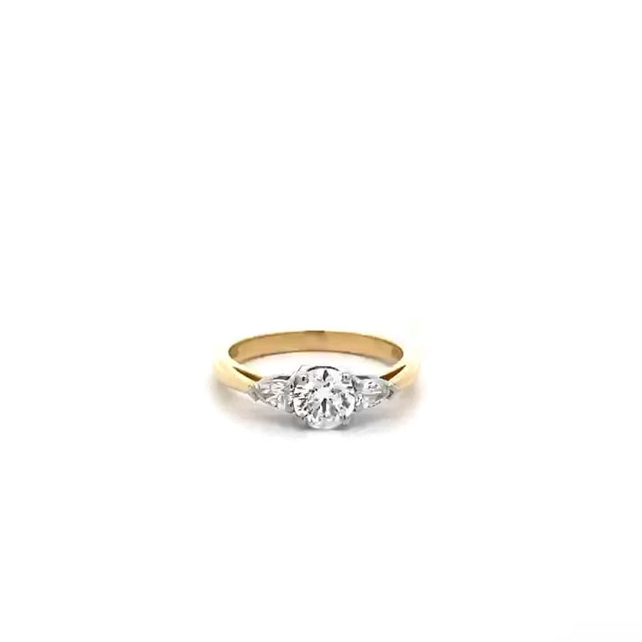 Reflect: Brilliant Cut Diamond Three Stone Ring in Yellow Gold | 0.91ctw