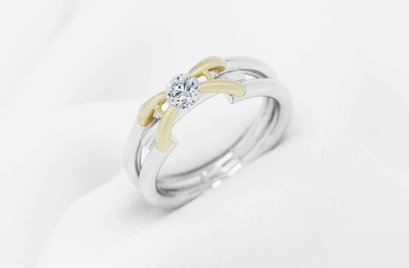 Inspired Collection, Tusk, Elephant, Platinum, 18k, 18ct, White gold yellow gold, brilliant cut, round cut, specialist, contemporary, modern, jewellery, jewelry, engagement ring, ring design, inspired design, tension setting, ready to ship, ready to go, 0.30ct, 0.35ct, 0.40ct, E colour, color, SI1 clarity