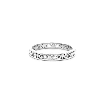 Filigree Patterned Ring in White Gold