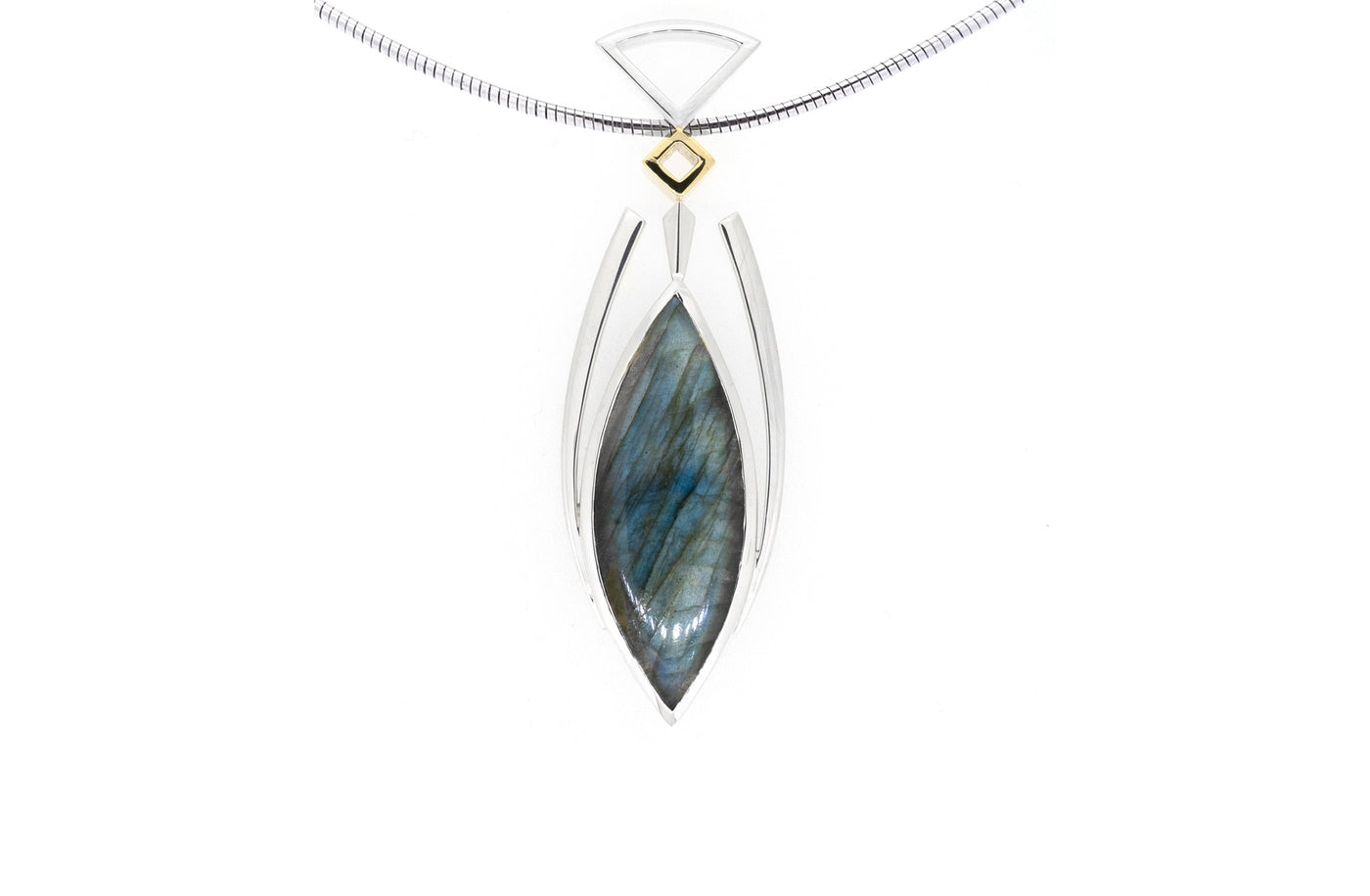 Labradorite Pendant in Sliver & Yellow Gold