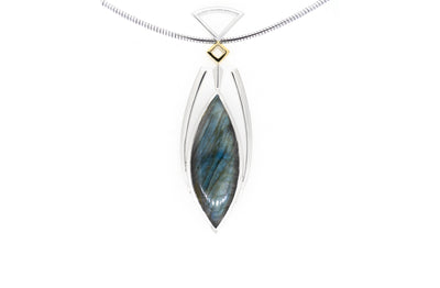 Labradorite Pendant in Sliver & Yellow Gold