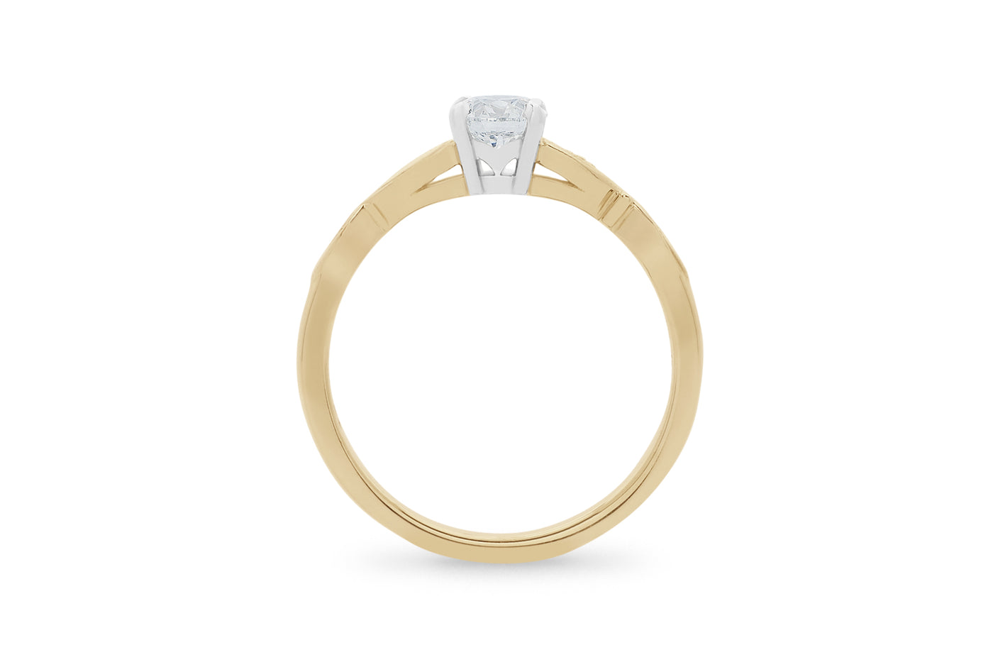 Narrative Collection, Maori, Polynesian, Celtic,  specialist, jewelry, jewellery, ring design, diamond, carat, carats, engagement ring, intertwining band, solitaire engagement ring, round cut, brilliant cut, diamond band, millgrain edge, 18K, 18ct yellow gold, platinum setting, tale 